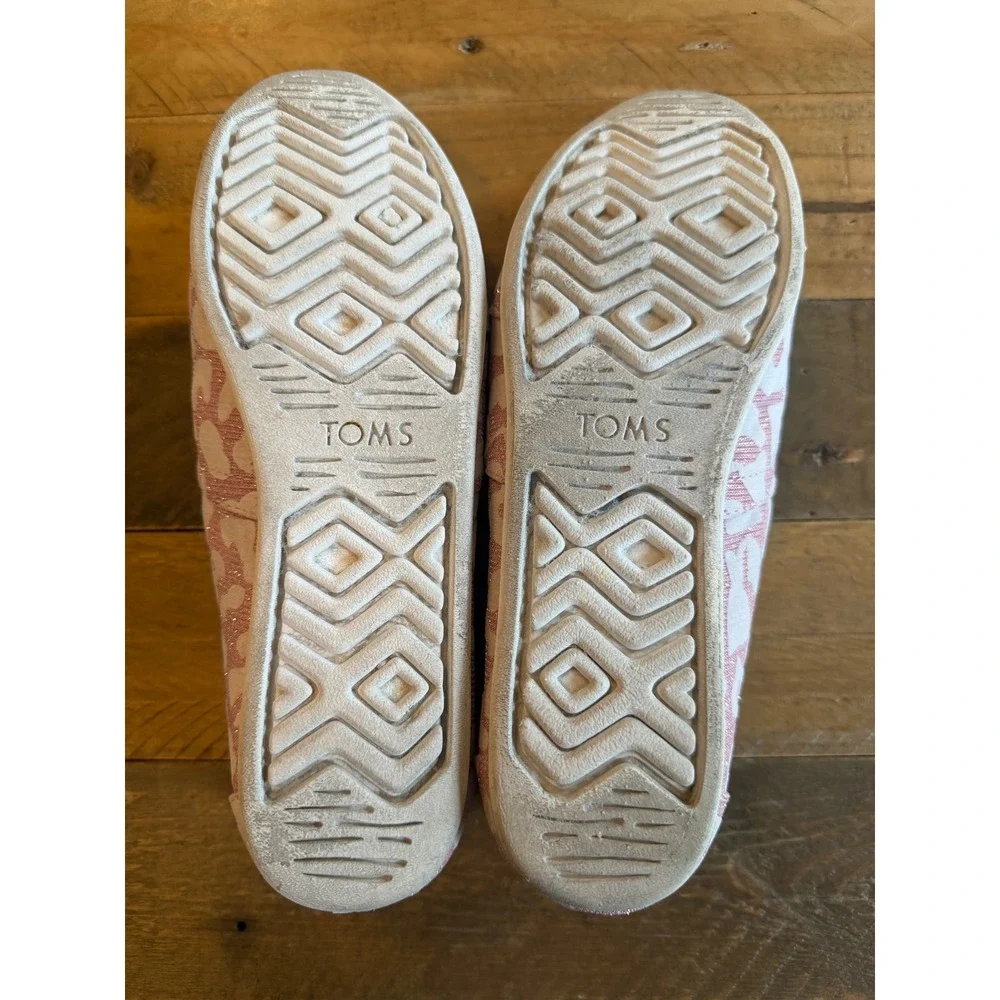 Toms Classic Alpargata Pink Leopard Cheetah Sparkle Canvas Slip On Shoes W9.5
